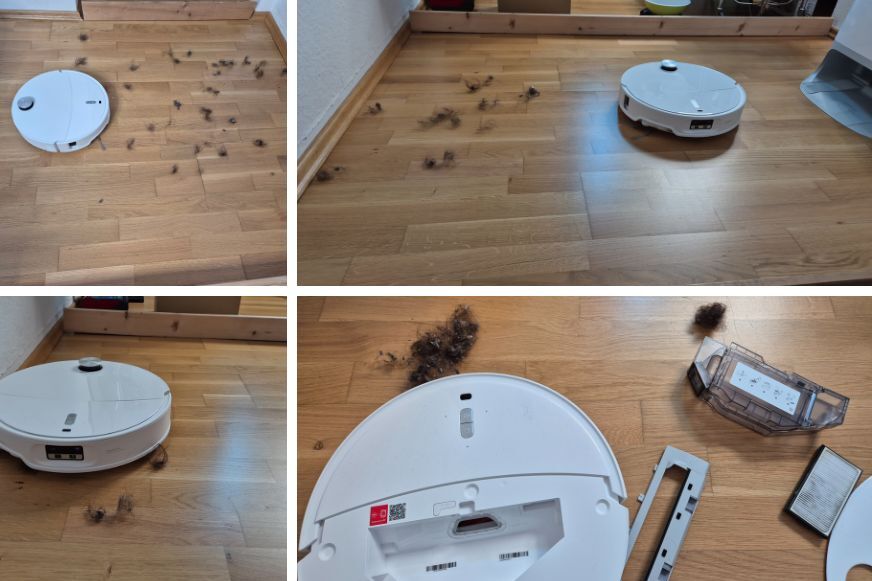 Die Duo-Divide-Bürste des Roborock Qrevo Curv 2 Pro verhindert effektiv Haarverwicklungen.